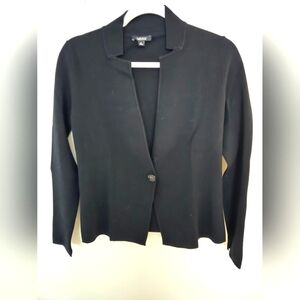 CARLISLE black knit long sleeve collared cardigan with one button | small